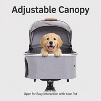 Poussette pliable étanche pour animaux de compagnie avec amortisseur, roue arrière, nacelle amovible, pliage en un clic, OEM ODM