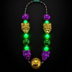 Collier lumineux LED de 52 pouces pour le Mardi Gras avec <span class=keywords><strong>4</strong></span> masques de comédie et de tragédie et <span class=keywords><strong>4</strong></span> grandes boules de 60 mm pour le défilé de carnaval - Product Image 3