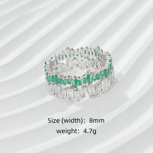 Anel de Prata 925 com Zircônia Completa de Alta Qualidade para Casamento, Joia Fina Luxuosa Minimalista Feminina, Anéis de Dedo Duplos Grossos com Brilho Intenso para Promessa - Product Image 2