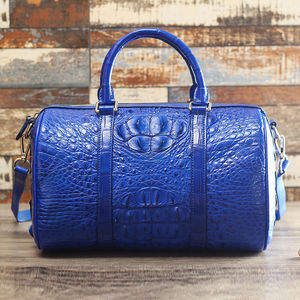 Tas Travel Duffel Kulit Buaya Asli Berkualitas Tinggi Desainer, Tas Jinjing Kulit Buaya Custom Logo untuk Pria