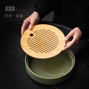 Juego de té de cerámica con tetera y cuatro tazas, diseño minimalista para uso doméstico, bandeja para té de burbujas seco con función de almacenamiento - Product Image 3