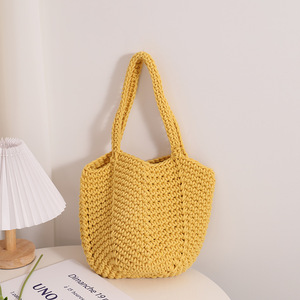 Nuevo <span class=keywords><strong>2023</strong></span> verano Mujer moda <span class=keywords><strong>bolsos</strong></span> de mano un hombro algodón tejido bolso mano ganchillo bolso playa verano bolsas Tote - Product Image 5