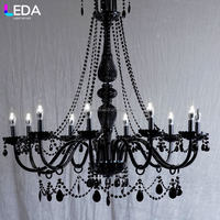 Lustre LEDA pour événements intérieurs, style européen, noir, à dix têtes, en métal, en forme de fleur, pour mariage