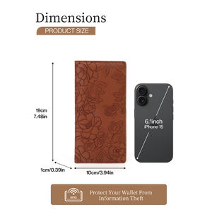 Hightop Fashionable Long-style <b>Wallet</b> <b>RFID</b> <b>Blocking</b> Zipper Closure Slim PU Embossed Logo Design Multi-Function Credit Card - Product Image 6