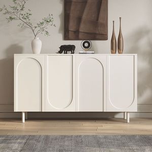 Cream-colored, minimalist white <b>sideboard</b> for dining room, TV cabinet, living room <b>sideboard</b>, wine cabinet, and <b>storage</b> cabinet. - Product Image 1