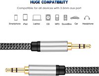 Donnguan Factory Nylon Jack 3.5 Audio Cable 3.5MM Male to Male Stereo Car Aux Cable for Car Cellphone Headset Speaker