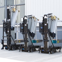 Plateforme élévatrice portable à un seul mât en alliage d'aluminium de 4 m, alimentée par courant alternatif, échelle à pousser à la main