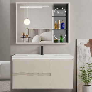 Mobile <span class=keywords><strong>Bagno</strong></span> Moderno di Lusso Color Crema con Lavabo, Specchio LED <span class=keywords><strong>e</strong></span> Tavolo da Trucco per <span class=keywords><strong>Bagno</strong></span> - Product Image 1