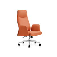 Chaise de bureau moderne en cuir à dossier haut avec soutien lombaire confortable Design exécutif pivotant Base en métal ergonomique pour les patrons