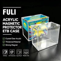 Boîte de présentation en acrylique transparent anti-poussière pour cartes TCG ETB, protection UV, faible MOQ, avec couvercle magnétique