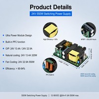 Module d'alimentation 24V 13.4A 22.9A à sortie unique 550W avec PFC, alimentation à cadre ouvert AC DC 24V 550W, alimentation à découpage