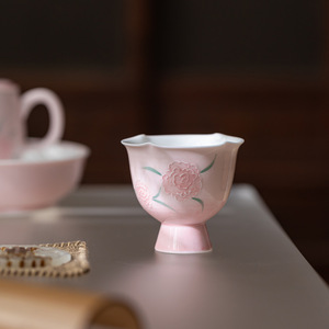 Floral Pattern High Footed <b>Teacup</b> Porcelain New Chinese Style Tea Tasting Cup Kung Fu Tea Set - Product Image 3