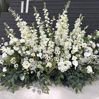 Panel Bunga Pernikahan 50cm Warna Ivory Putih Berkualitas Tinggi, Rangkaian Bunga Kustom untuk Upacara Pernikahan, Dekorasi Lorong Bunga