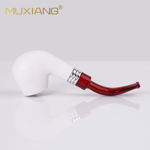 MUXIANG Wooden Smoking Pipe Bent Type Imitation Meerschaum Resin Bakelite Tobacco Pipe For Personal Gift - Product Image 2