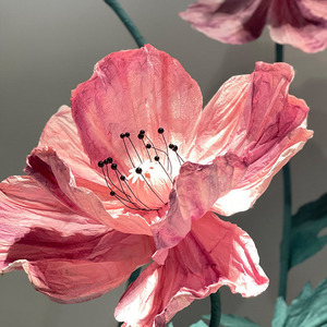 Lot <span class=keywords><strong>de</strong></span> 3 fleurs artificielles en papier roses faites à la main pour décoration murale, fenêtre ou arrière-plan <span class=keywords><strong>de</strong></span> mariage - Product Image 2