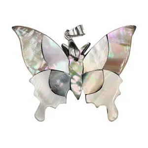 핫 세일 천연 전복 쉘 화이트 쉘 접합 나비 아름다운 나비 보석 pedant 매력 목걸이 절묘한 선물