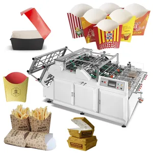 Auto Burger Chips Boxes Cardboard Making Machines Take Away Container Paper Food Box Making Machine