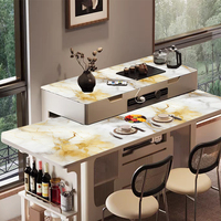 Papier peint auto-adhésif à motif de marbre de granit jaune, autocollant anti-graisse pour cuisine, papier peint pour la décoration murale de la maison