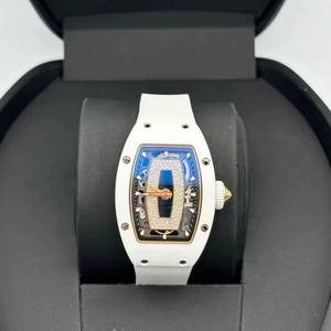 Reloj mecánico de alta gama hecho a medida, modelo 0701, con bisel negro y cerámica blanca, con diamantes de calidad VVS, para mujer, ideal para banquetes formales. - Product Image 6