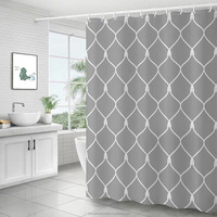 Ensemble de rideau de douche extra long, rideau de douche noir et blanc pour salle de bain, rideau de douche blanc et noir Boho 12 crochets
