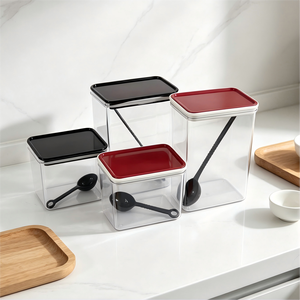 Boîte de rangement hermétique en plastique PC transparent de qualité commerciale pour café en poudre, épices, céréales et produits secs pour cafés et restaurants - Product Image 4