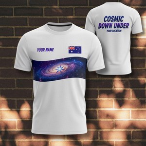 T-shirt personalizzata per il Giorno dell'Australia con stampa bandiera australiana e galassia, croce del sud, girocollo unisex, manica corta, abbigliamento promozionale per adulti - Product Image 1