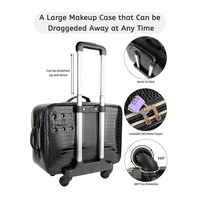 Valise de Maquillage Professionnelle en PU, Trolley de Rangement à Roulettes pour Maquilleurs, Organisateur de Cosmétiques de Voyage