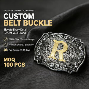 Hebilla de cinturón de vaquero estilo occidental OEM al por mayor, hebilla de aleación de zinc con logotipo personalizado para uso diario con pantalones de mezclilla y cinturones de cuero - Product Image 1