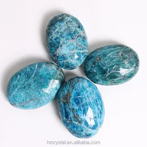 Natural Polished Crystal Stones Oval Blue Apatite Crystal Palm Stone For Souvenir Gifts