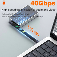 Cable USB4 en ángulo corto de 13.5cm, cable Thunderbolt 4 Tipo C de 40Gbps, cable de carga PD240W para SSD, laptop, Macbook, teléfono, iPhone 17, iPad