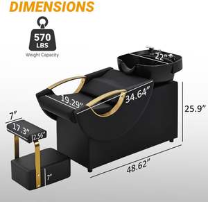 وحدة غسيل خلفي للشامبو لصالونات التجميل ، حوض غسيل للشعر ، حوض سيراميك مائل مع مقعد قابل للتعديل - Product Image 2