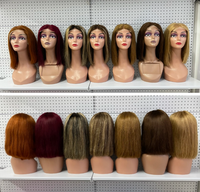 Perruque Full Lace Frontal Wig 100% naturelle, cheveux lisses, sans colle, rouge bob, Lace Front Transparent Hd, pour femmes noires, 360