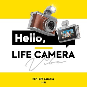 กล้อง Vibe Mini Life ขนาด 2.7 นิ้ว หน้าจอหมุนได้ ความละเอียด Full HD 1080p พร้อม Wi-Fi และไฟฉายในตัว กล้องสำหรับเด็ก - Product Image 1