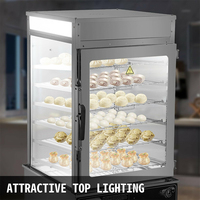 Pemanas Makanan Bun Listrik Komersial Tahan Lama dari Baja Anti Karat & Kaca Temper 1200W dengan 5 Rak untuk Dapur Restoran