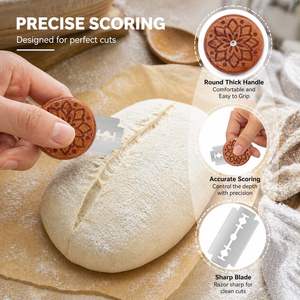 Outil de découpe de pâte rond en bois professionnel personnalisé avec logo, pour boulanger artisanal, cadeau promotionnel pour la pâtisserie, vente en gros - Product Image 2