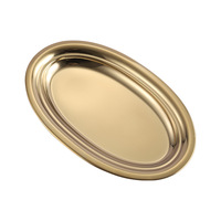Plateau ovale en acier inoxydable doré, plusieurs tailles, plateau de service en métal, finition polie brillante, plat à poisson, assiette de dîner, vente en gros, personnalisable