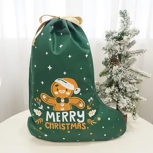 OEM Customized Christmas PLA Non Woven Material Drawstring Gift Bag Stocking Gift Bag
