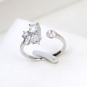 Accessoires DIY pour cheveux et bagues pour femme, en argent S925, motif anneau ouvert, pour perles de 6-8 mm, plaqué or, produit semi-fini 1451 - Product Image 2