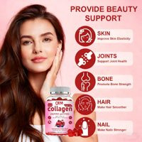 Gummies de collagène en marque blanche OEM avec biotine, zinc, vitamine C, acide hyaluronique de types I, II, III, V, X pour les cheveux et la peau