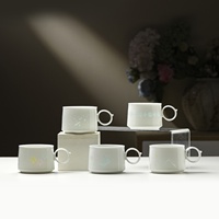 Tasse en porcelaine Linglong avec motif translucide fleur oiseau lune, tasse à café en céramique blanche, poignée annulaire 5 styles