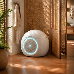 WC intelligent monobloc en céramique brillante, forme œuf, avec éclairage LED annulaire, chasse d'eau automatique, bidet, siège chauffant et veilleuse - Product Image 2