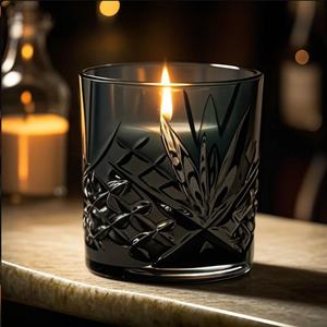 LANGXU – Pot à bougie en verre translucide noir de 11 oz pour décoration d'intérieur de luxe et fournitures en gros pour mariages - Product Image 2