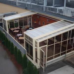 Modern Retractable Glass <strong>Sunroom</strong> Aluminum Frame Automatic Roof Structure Heat Insulation for <strong>Dining</strong> Spaces Durable Outdoor - Product Image 1