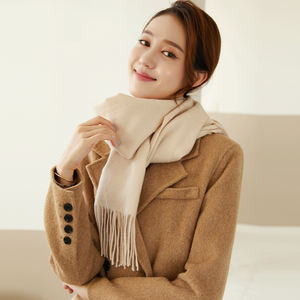 カシミアパシュミナスカーフファッション女性暖かい長い純粋な色ショールカシミア冬スカーフ - Product Image 3