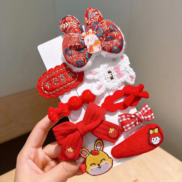 4 New Year Hair Clips 9 - Piece Set