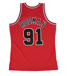 Magliette di ritorno al passato maglia da basket cucita rossa nera Dennis Rodman - Product Image 2