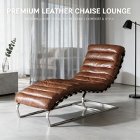 Fauteuils de salon modernes personnalisables, fauteuil en cuir marron avec structure en acier inoxydable, meubles de salon pour se détendre à la maison