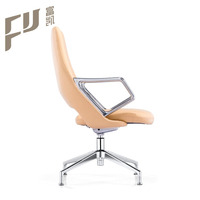 Chaises pour visiteurs au design moderne, dossier moyen, en cuir, pivotantes, avec cadre en bois, pieds en alliage d'aluminium, roulettes, ignifuges et imperméables
