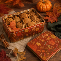 Boîte Cadeau Personnalisée de Biscuits Épicés au Gingembre d'Automne – Emballage Saisonnier pour Biscuits