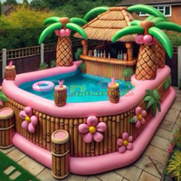 Canapé-lit gonflable commercial multi-personnes pour jardin, bar flottant gonflable avec sièges pour piscine